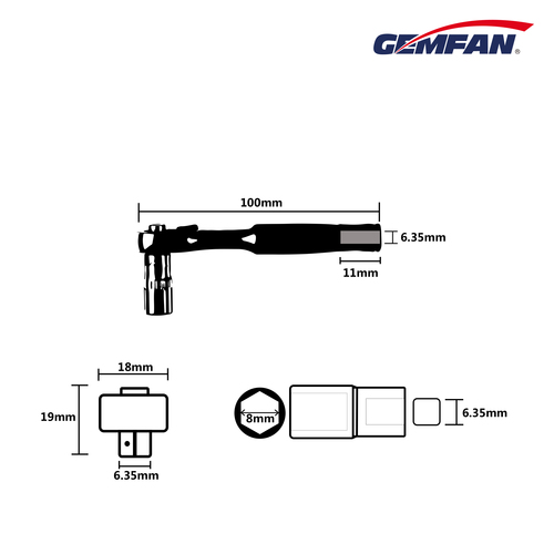 Gemfan 1/4 Ratchet Screwdriver Socket Wrench 8MM - 3