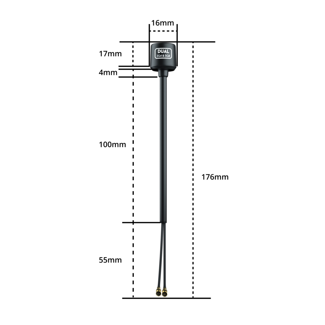 Flywoo Bipolar Dual-Band 5.8Ghz/2.4Ghz UFL Antenna For DJI O3 - 2