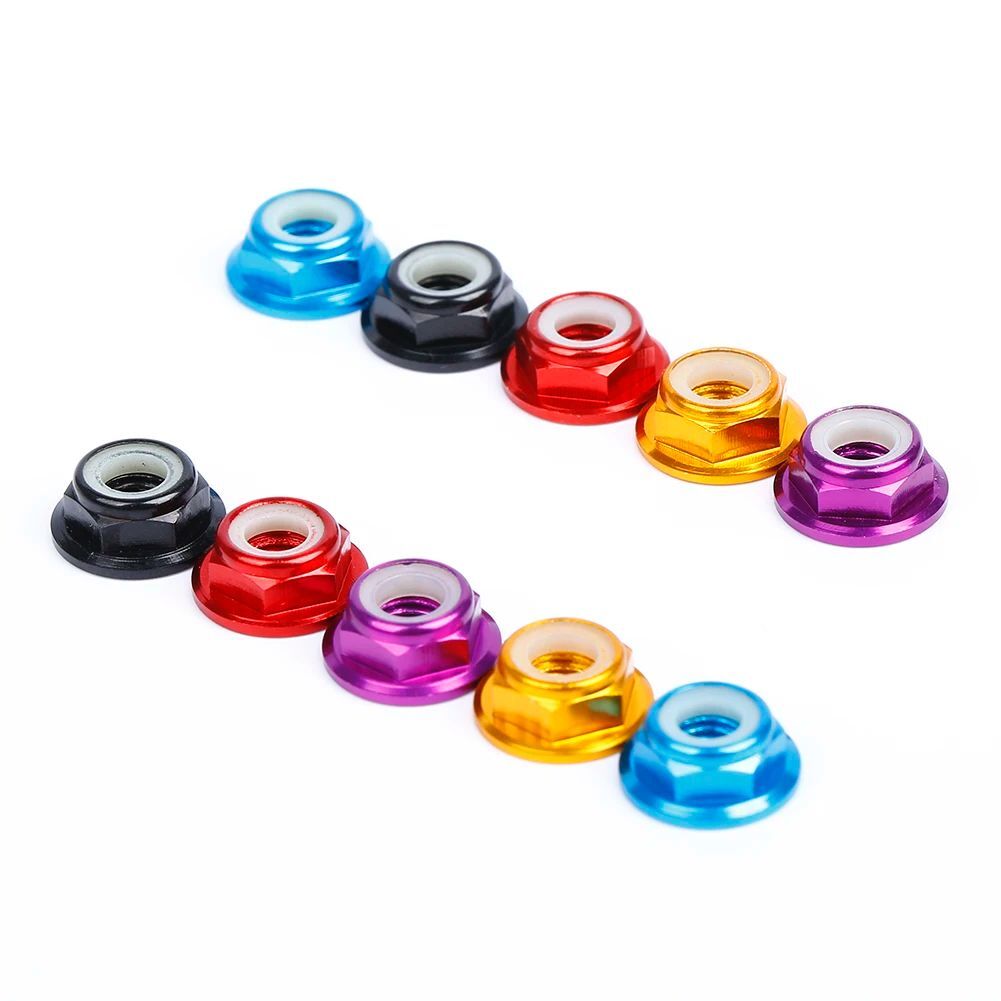 M5 Anodized Aluminum Flange Nylon Lock Nut - 4 PCS - Siyah - 2