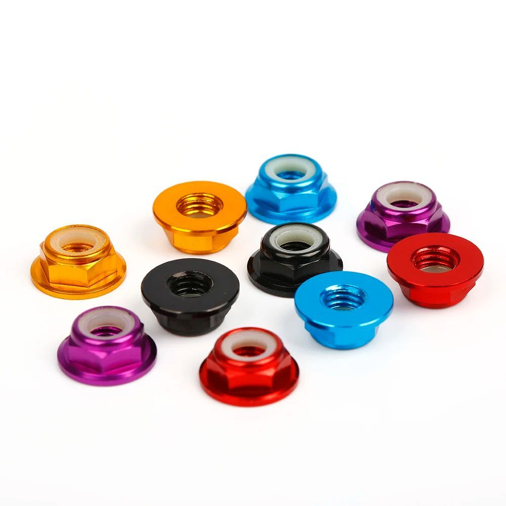 M5 Anodized Aluminum Flange Nylon Lock Nut - 4 PCS - Siyah - 3