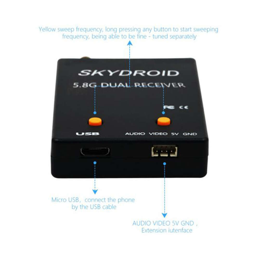 SKYDROID UVC DUAL ANTENNA CONTROL RECEIVER OTG 5.8G - BLACK - 3