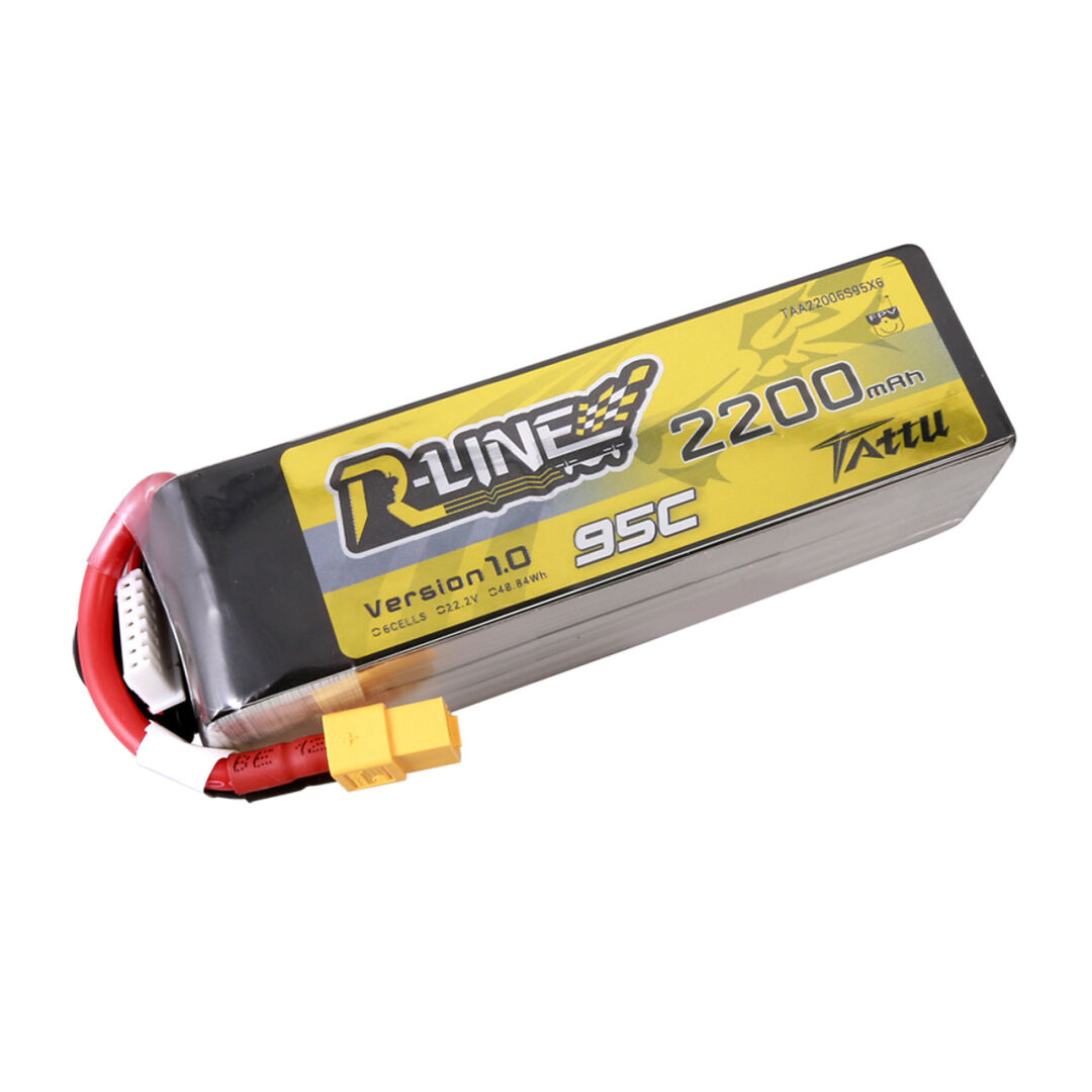 Tattu 2200mAh 6s 95C 22.2V R-Line Lipo Battery with XT60 Plug - 2